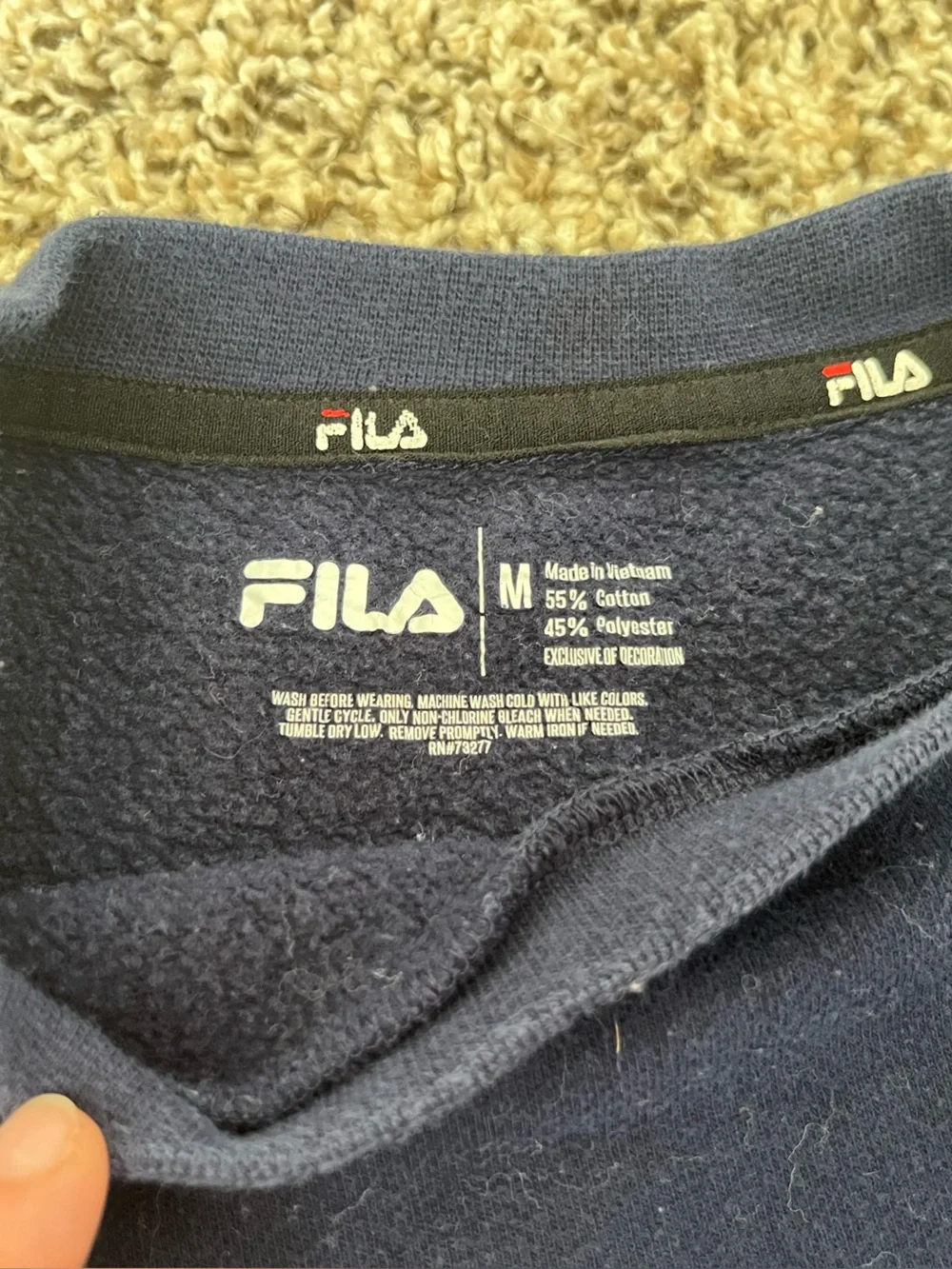 Fila Men's Navy Crewneck Sweatshirt with Small Logo